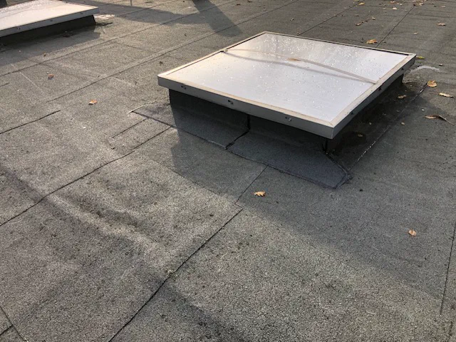 Lanterneaux et costières en toiture terrasse d'un équipement public de grande portée